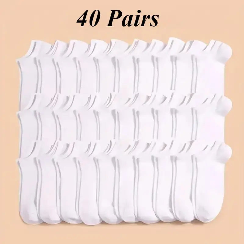 40 Pairs of Simple Black, White, and Gray Socks,