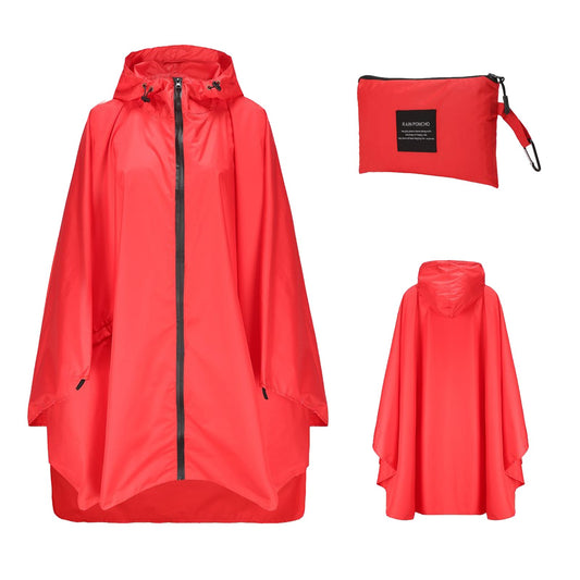 Thick Long Zipper Hooded Raincoat