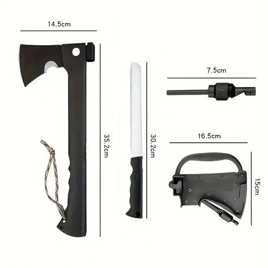 Hand Axe Hatchet with Serrated Saw Knife & Fire Starter Tool