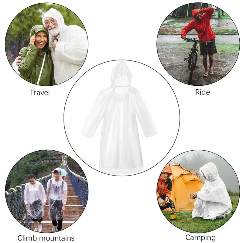 6pc Disposable Adult Transparent Rain Poncho
