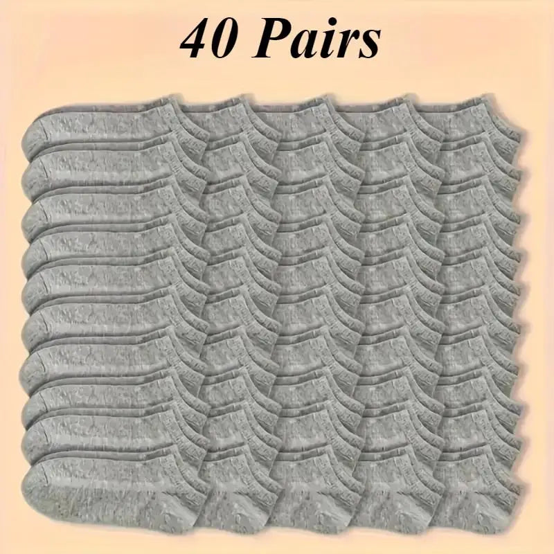 40 Pairs of Simple Black, White, and Gray Socks,