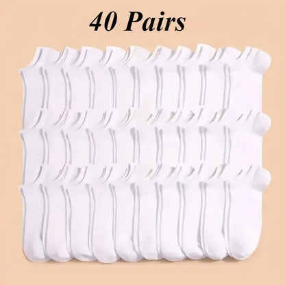 40 Pairs of Simple Black, White, and Gray Socks,