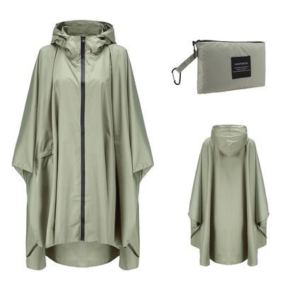 Thick Long Zipper Hooded Raincoat