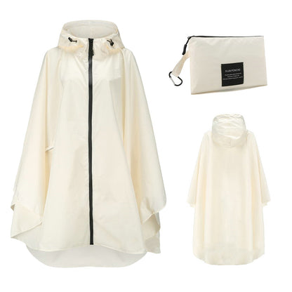 Thick Long Zipper Hooded Raincoat