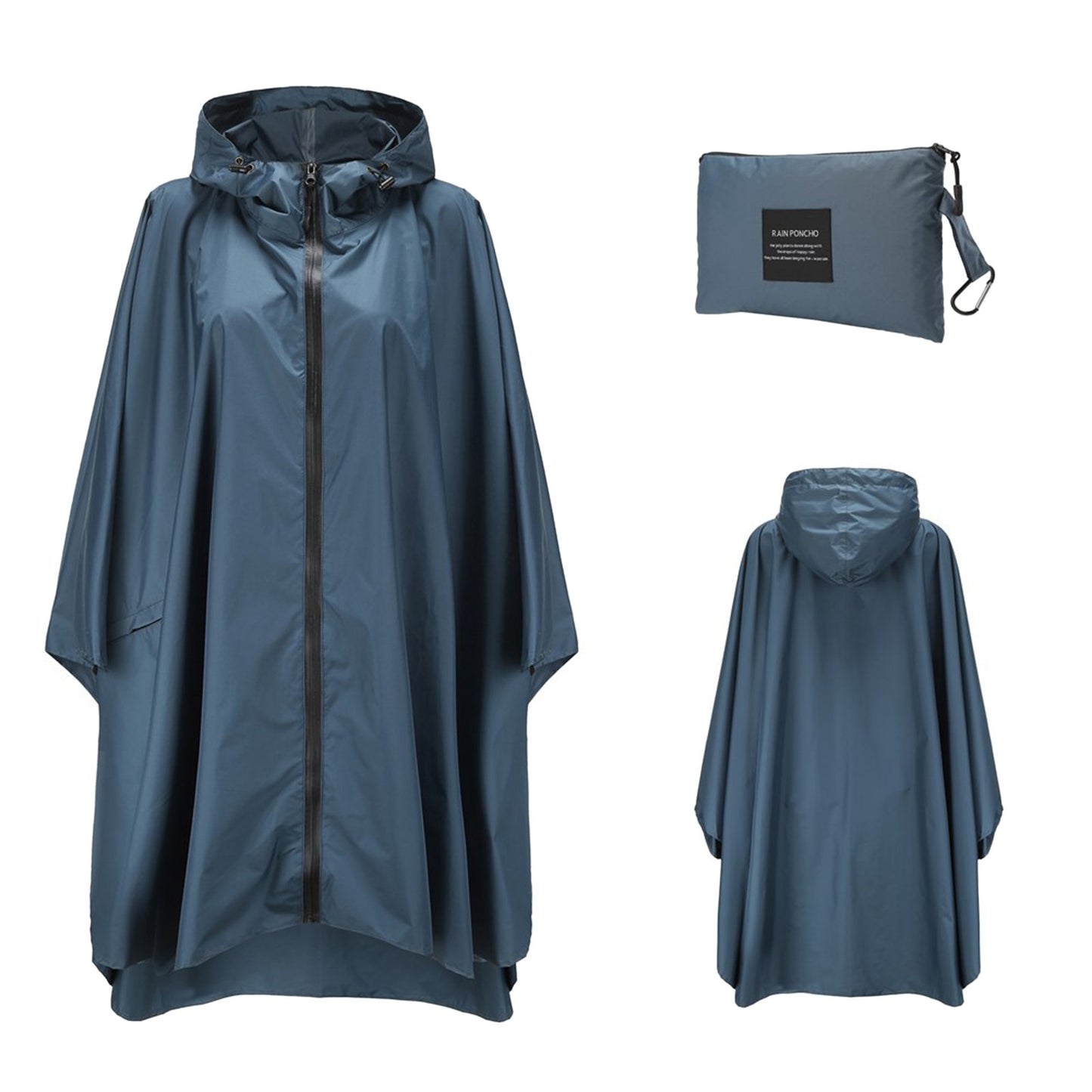 Thick Long Zipper Hooded Raincoat