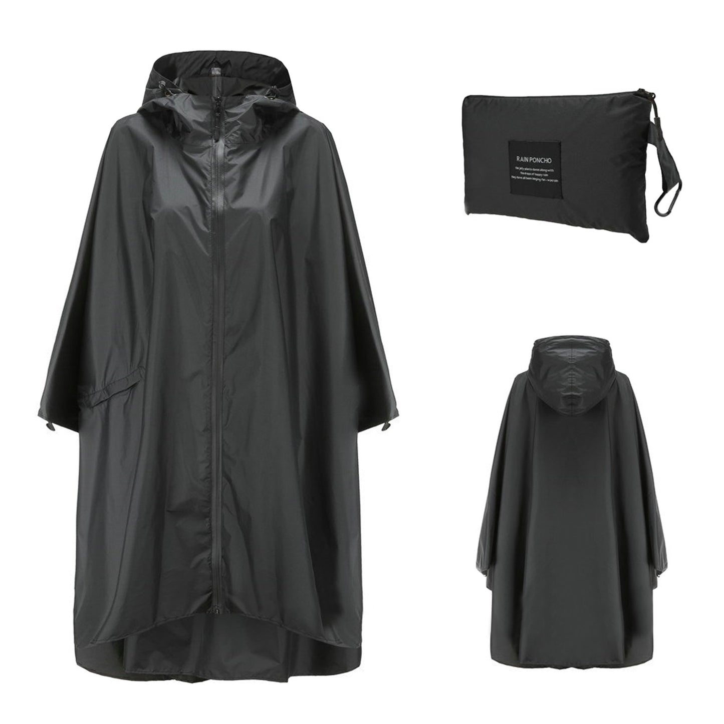 Thick Long Zipper Hooded Raincoat