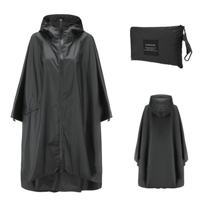 Thick Long Zipper Hooded Raincoat