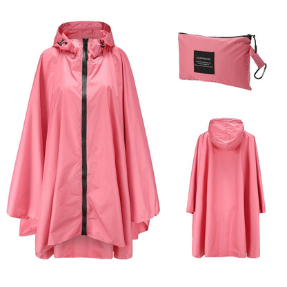 Thick Long Zipper Hooded Raincoat