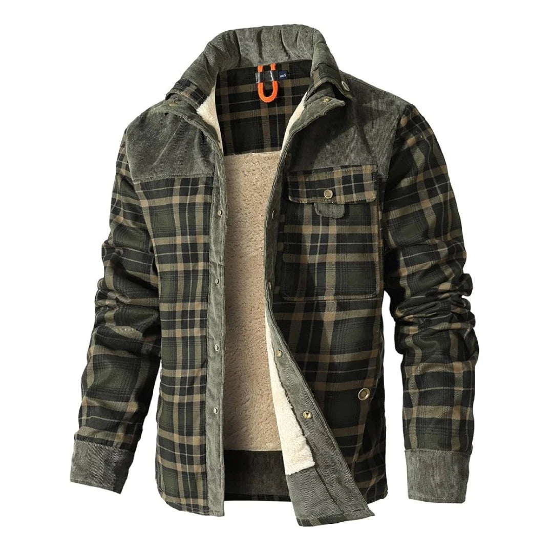 Plaid Sherpa Lined Bomber Coat