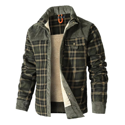 Plaid Sherpa Lined Bomber Coat