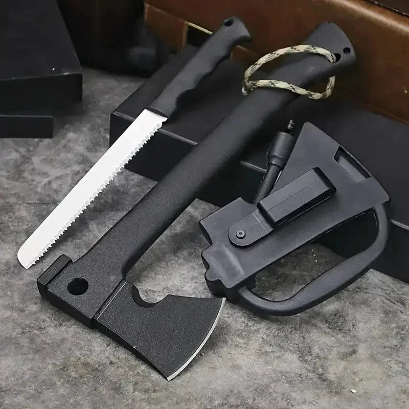 Hand Axe Hatchet with Serrated Saw Knife & Fire Starter Tool