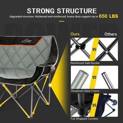 Heavy Duty Quad Fold Armchair with Cup Holders