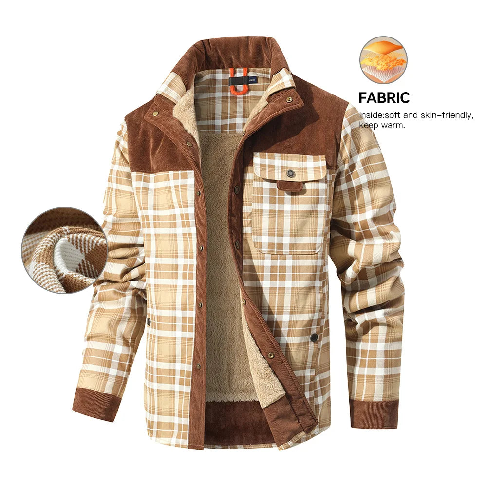 Plaid Sherpa Lined Bomber Coat