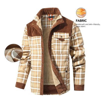Plaid Sherpa Lined Bomber Coat