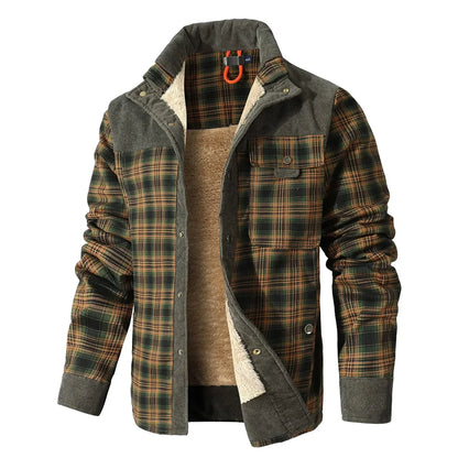 Plaid Sherpa Lined Bomber Coat