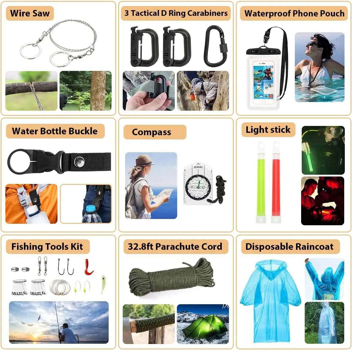 Emergency Survival Kit with First Aid 250Pcs