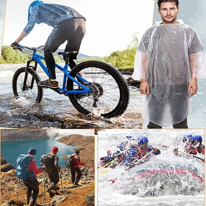6pc Disposable Adult Transparent Rain Poncho