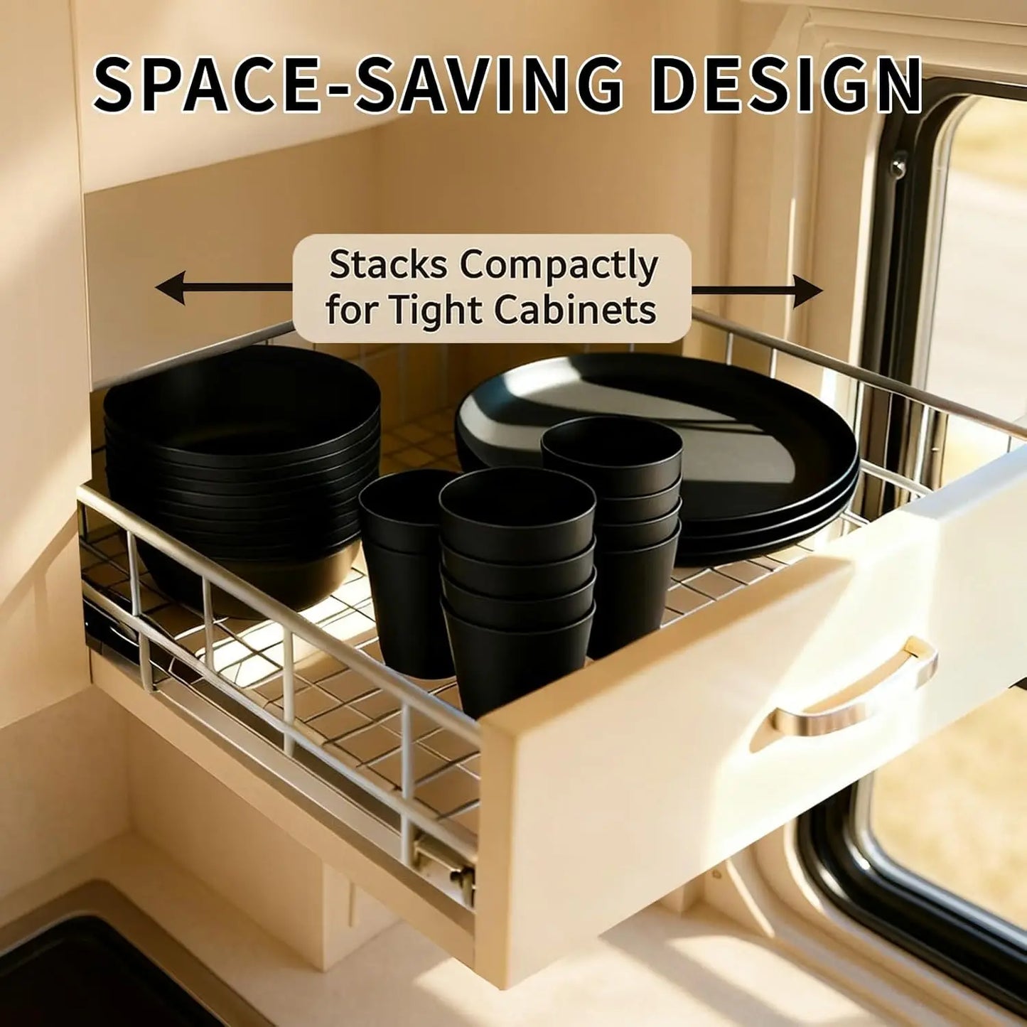 Plastic Dinnerware Set for 8, with Cutlery