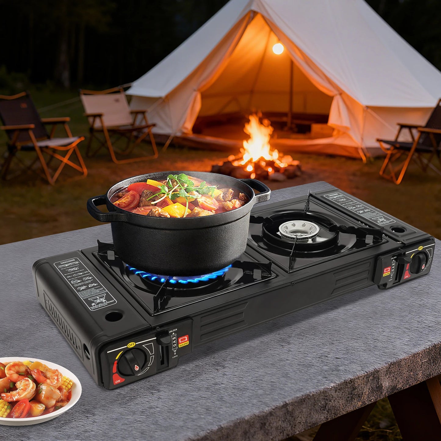 2 Burners Gas Stove & Carrying Case