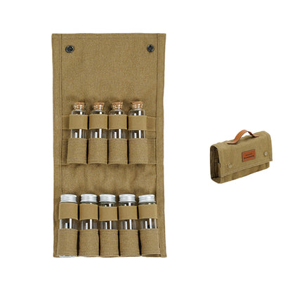Storage Bag Seasoning Bottle Holder with 9 PCS Spice Jar Set