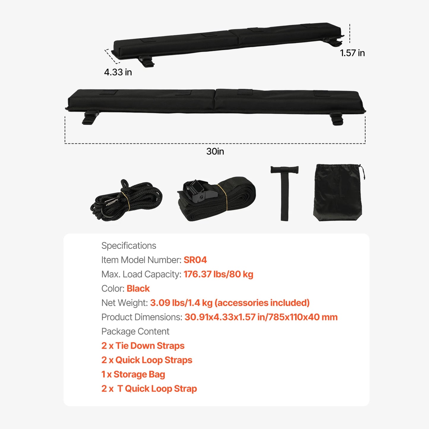 Universal Roof Rack Pads 30-inch