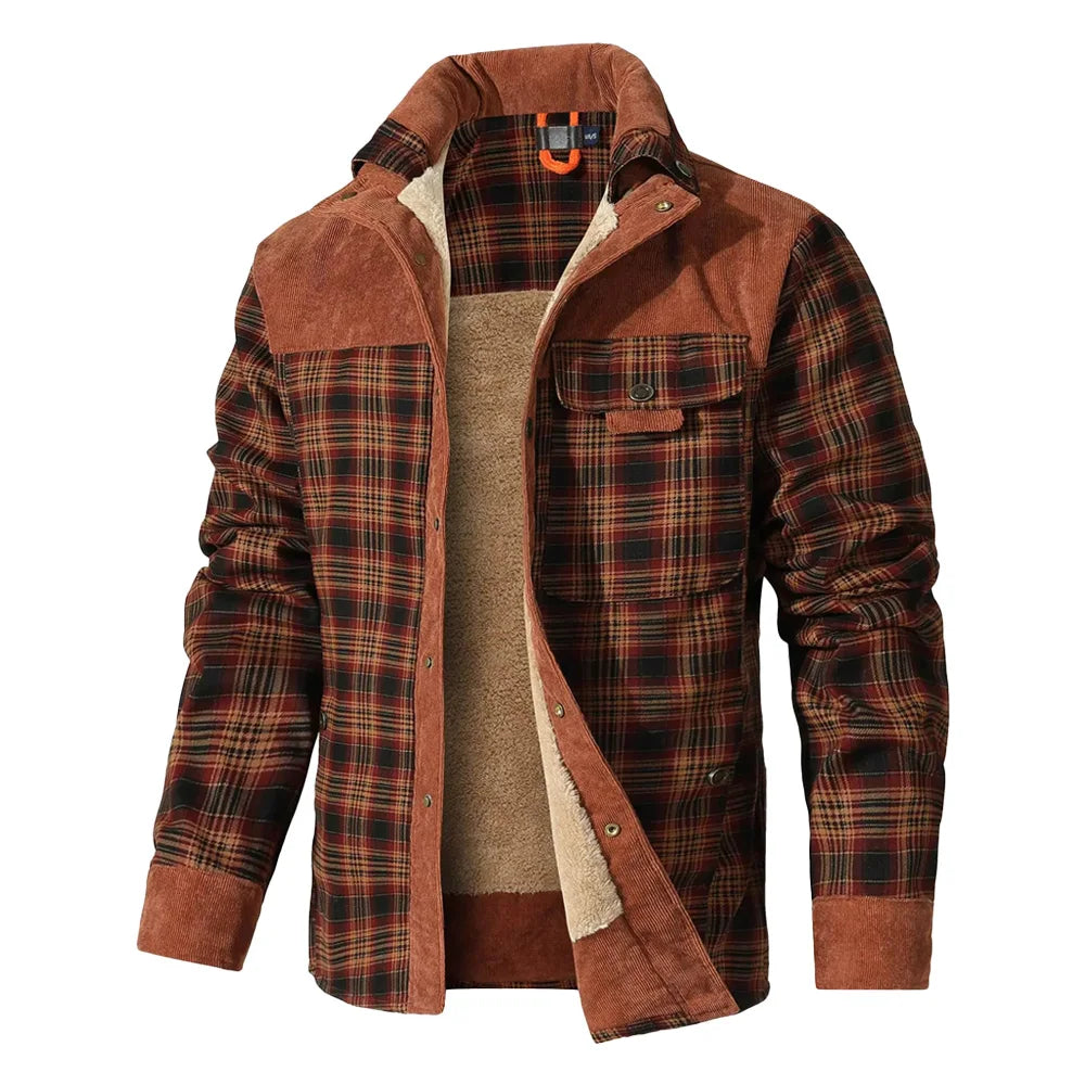 Plaid Sherpa Lined Bomber Coat