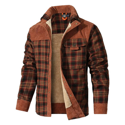 Plaid Sherpa Lined Bomber Coat