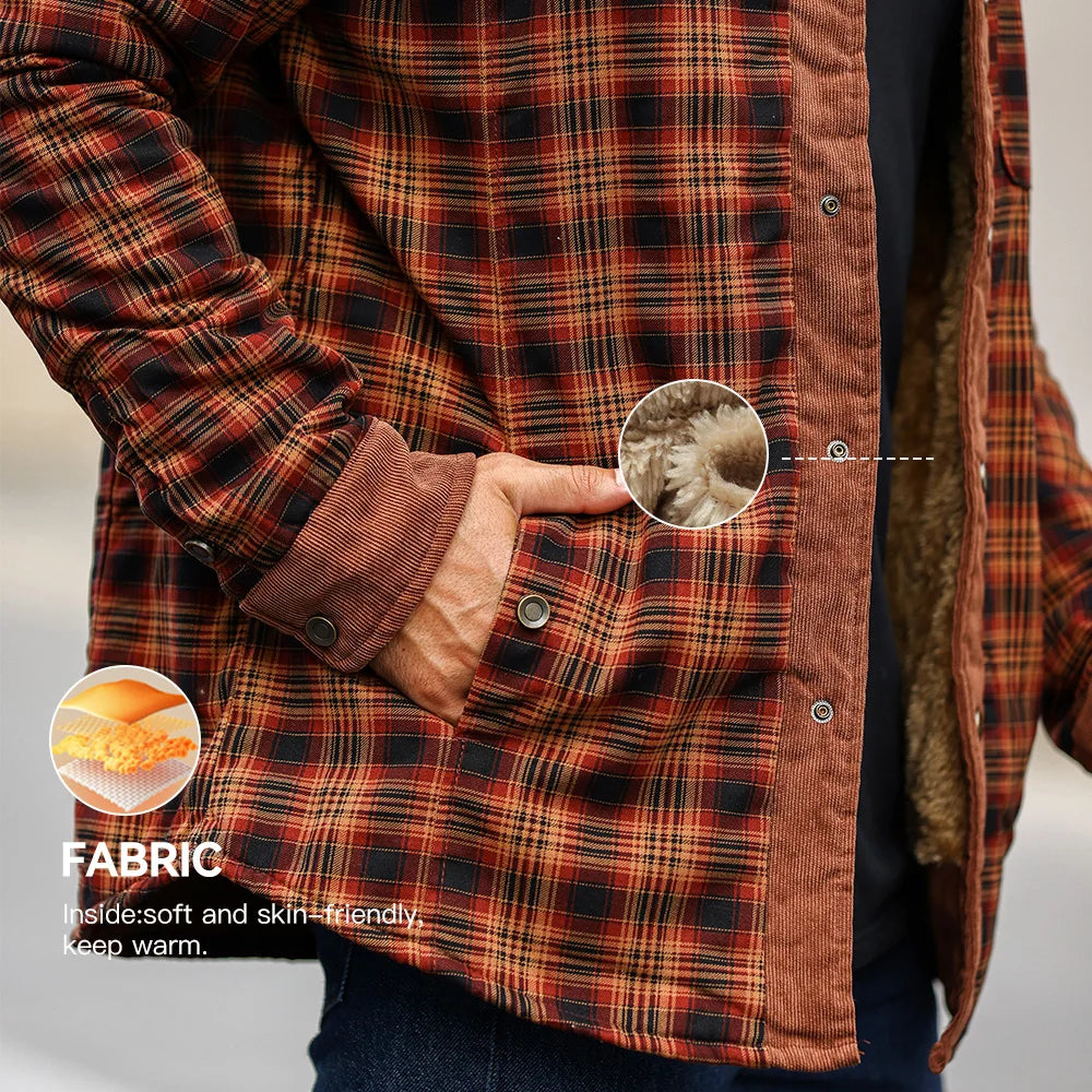 Plaid Sherpa Lined Bomber Coat