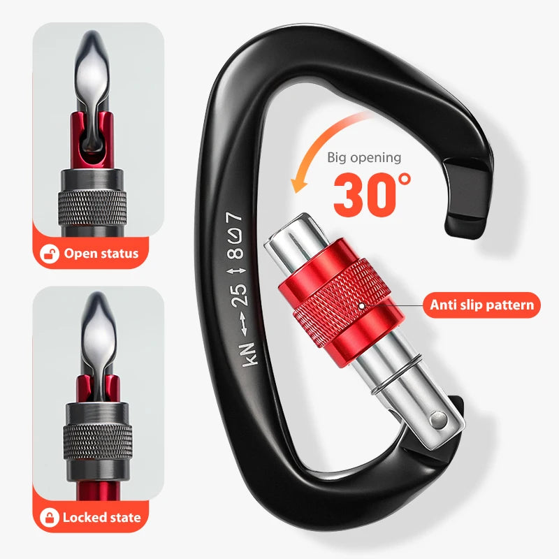 D Shaped Lock Carabiner UIAA/CE