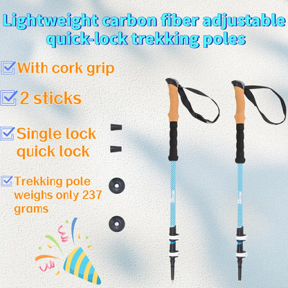 Lightweight Adjustable Carbon Fiber Trekking Poles - 2 Pack