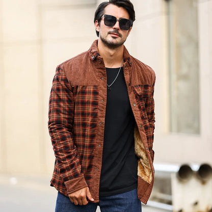 Plaid Sherpa Lined Bomber Coat