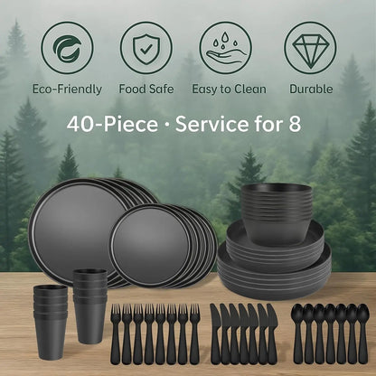 Plastic Dinnerware Set for 8, with Cutlery