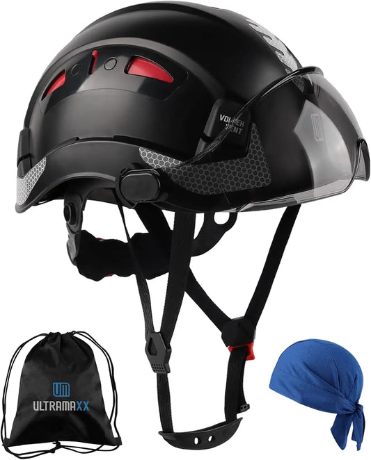 Lightweight Vented Safety Helmet with Visor