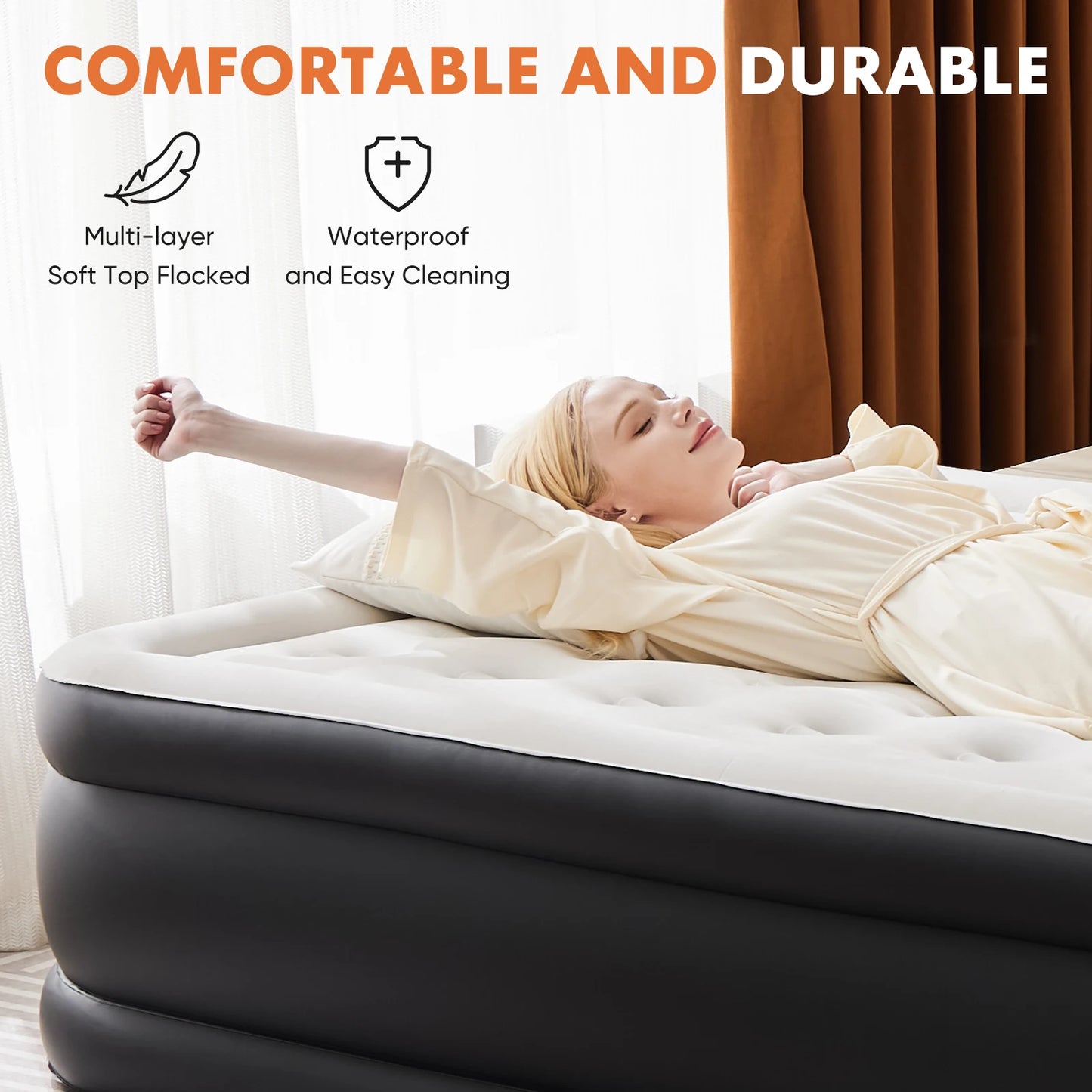 Air Mattress Double Height Non-Slip Bottom Weight