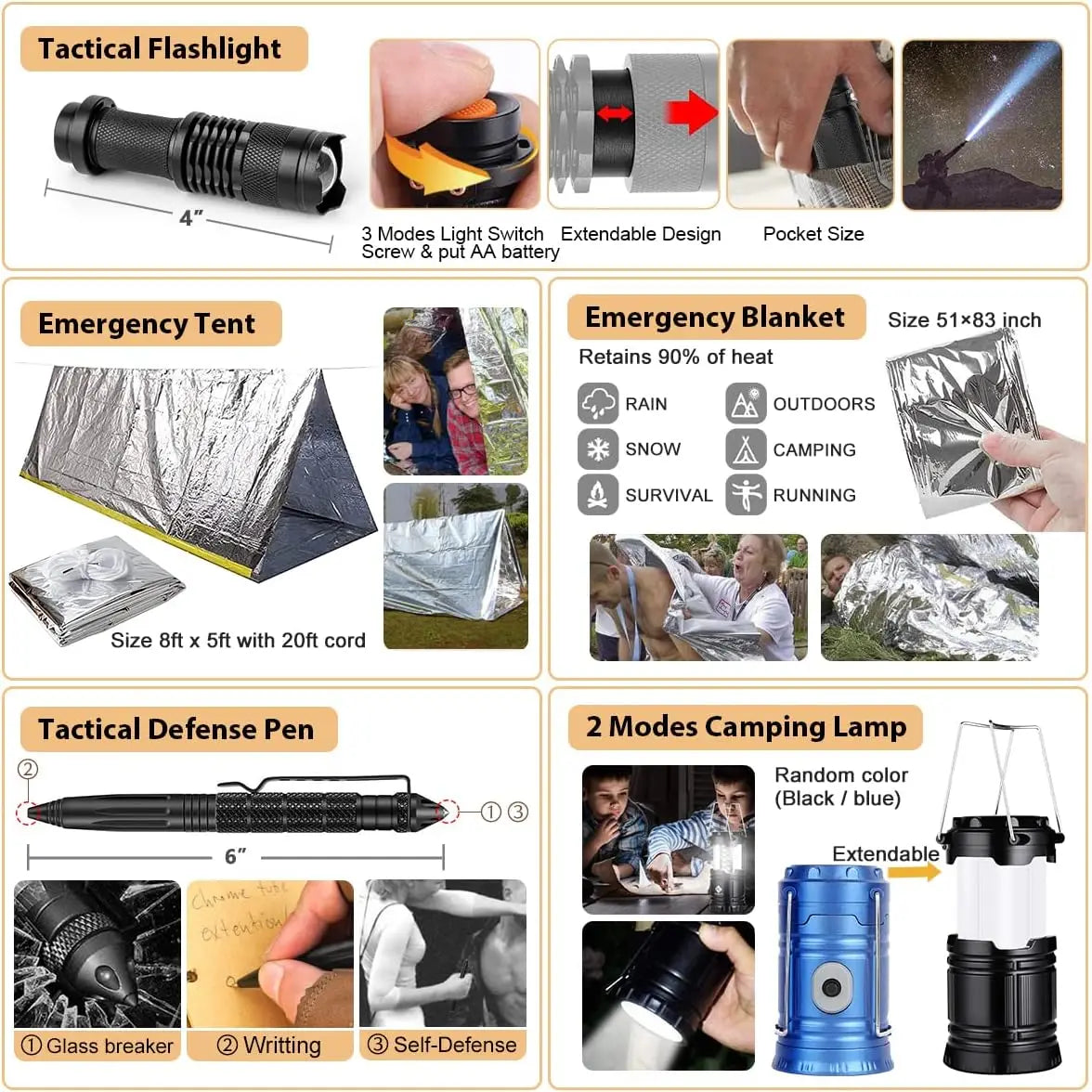 Emergency Survival Kit with First Aid 250Pcs