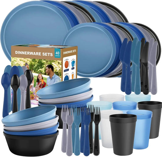 Plastic Dinnerware Set for 8, with Cutlery