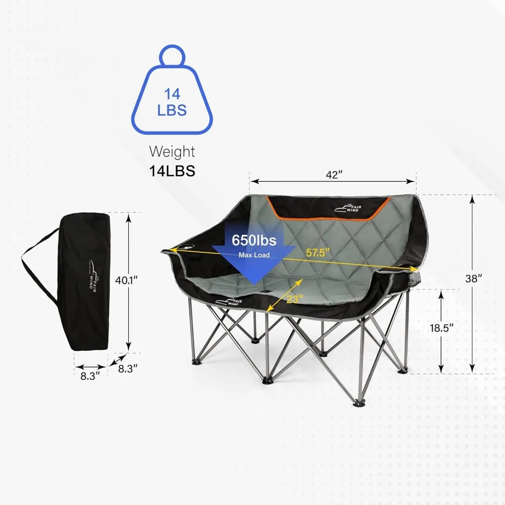 Heavy Duty Quad Fold Armchair with Cup Holders