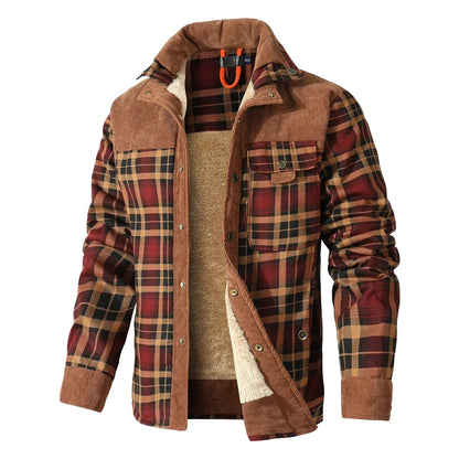 Plaid Sherpa Lined Bomber Coat