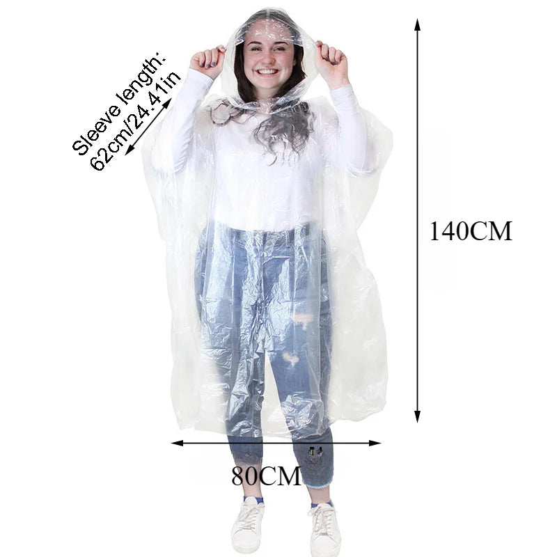 6pc Disposable Adult Transparent Rain Poncho