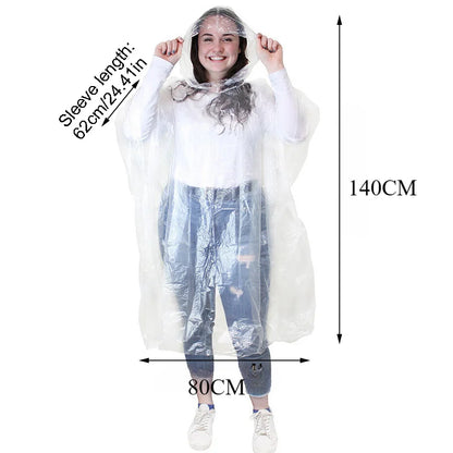 6pc Disposable Adult Transparent Rain Poncho