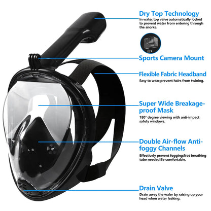 Full View Face Mask Snorkel Set