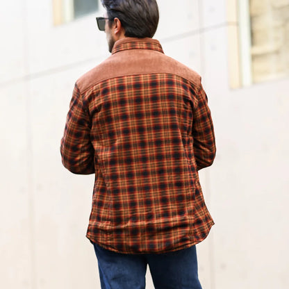 Plaid Sherpa Lined Bomber Coat