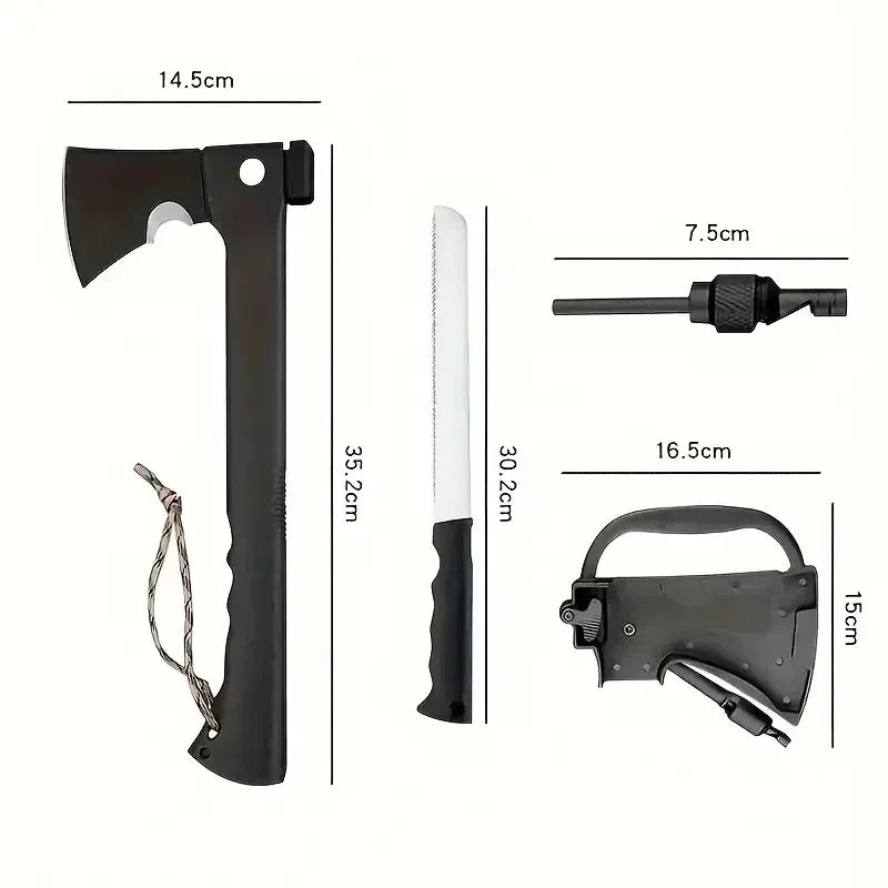 Hand Axe Hatchet with Serrated Saw Knife & Fire Starter Tool