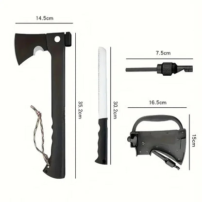 Hand Axe Hatchet with Serrated Saw Knife & Fire Starter Tool