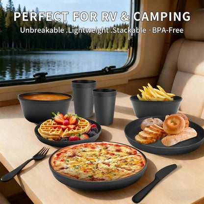 Plastic Dinnerware Set for 8, with Cutlery