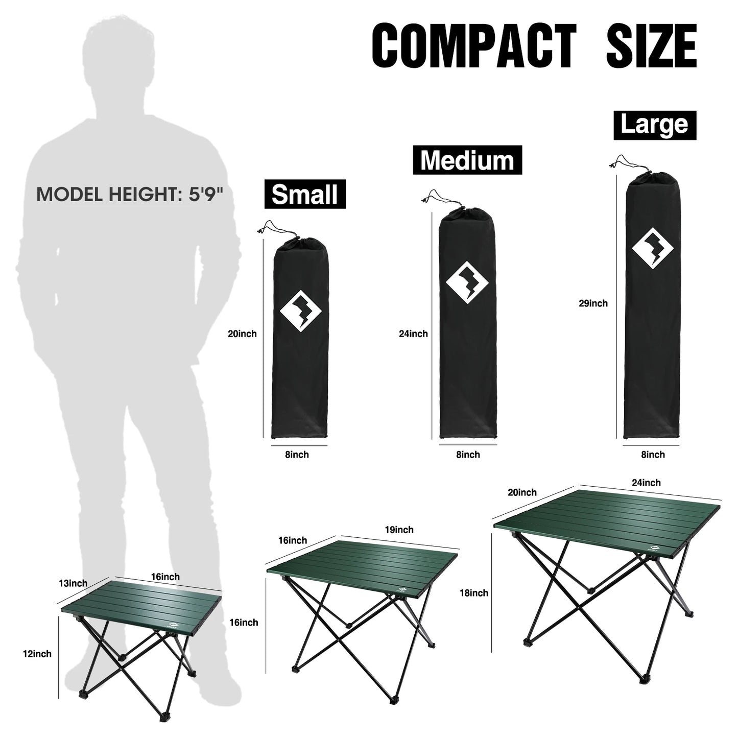 Ultralight Aluminum Folding Table, with Carry Bag