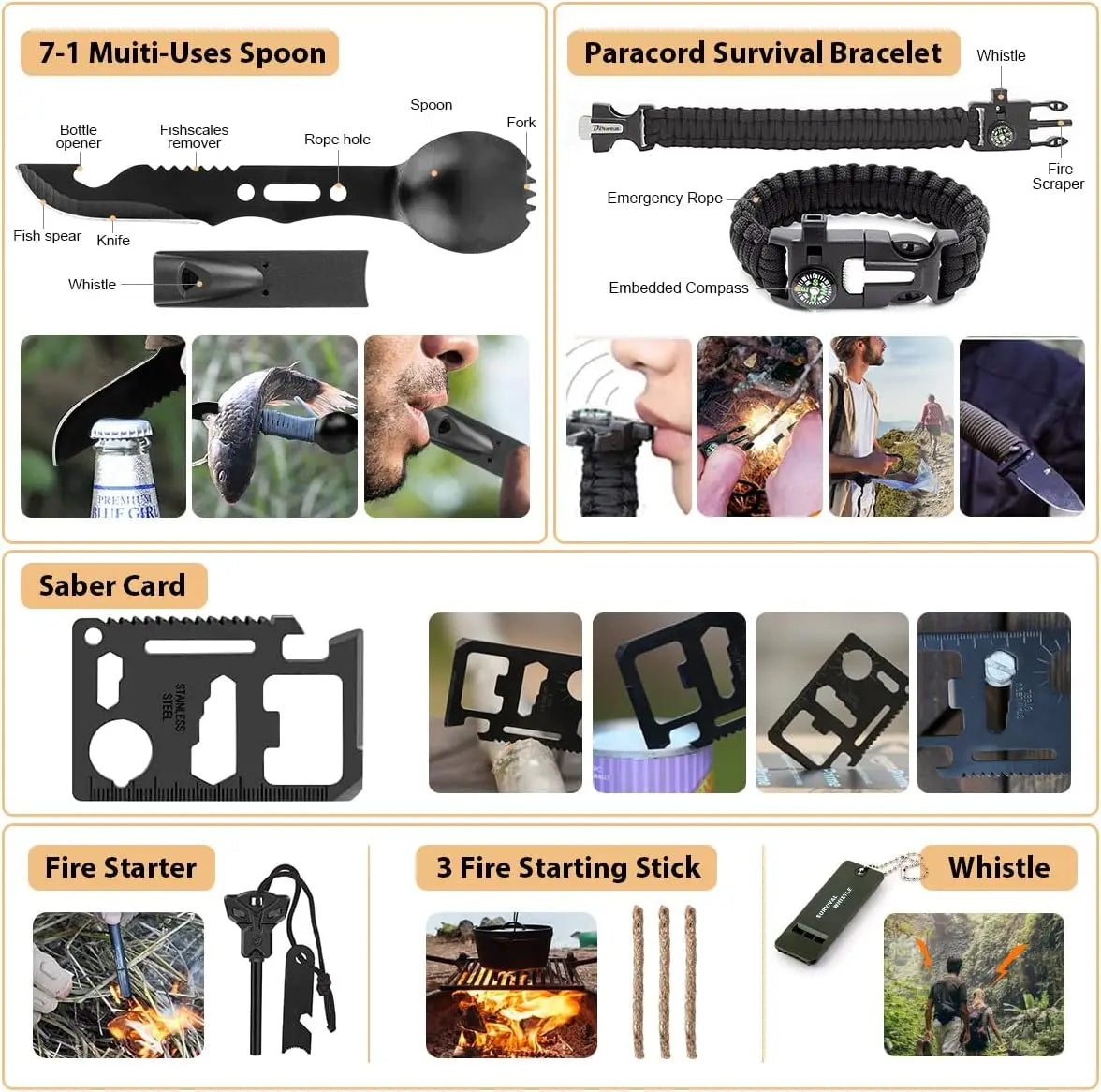 Emergency Survival Kit with First Aid 250Pcs