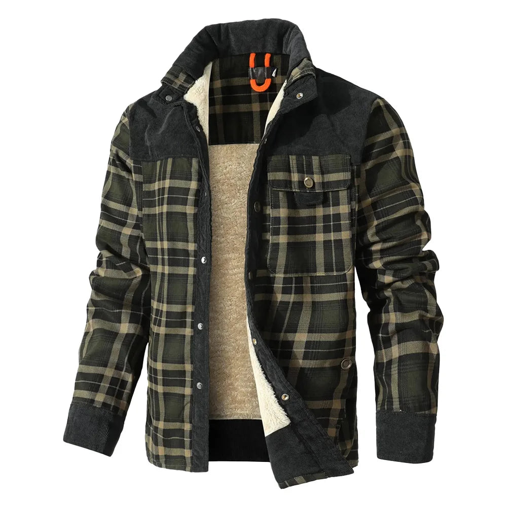 Plaid Sherpa Lined Bomber Coat