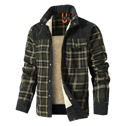 Plaid Sherpa Lined Bomber Coat
